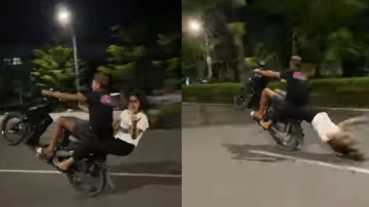VÍDEO: Casal choca ao empinar moto em alta velocidade
