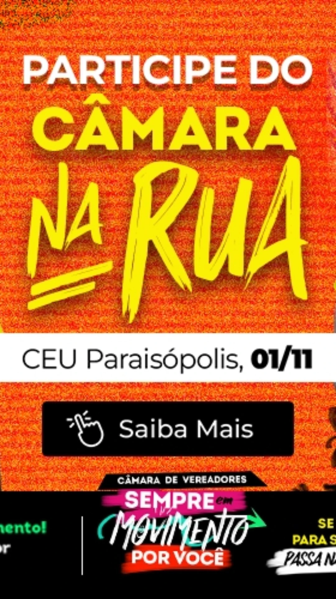 Câmara na Rua leva participação popular ao CEU Paraisópolis neste sábado