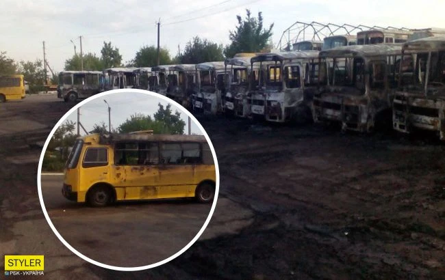 Під Черкасами за лічені хвилини згоріло понад 10 автобусів: шокуюче відео