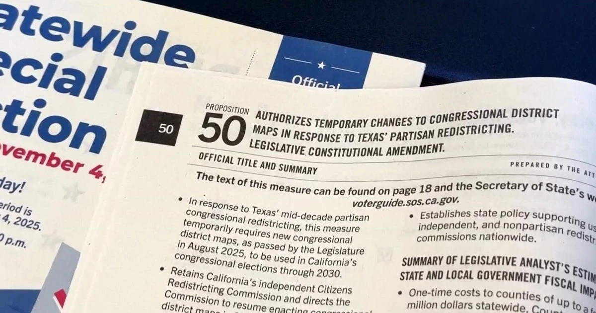 California voters pass Prop 50 to redraw the state's congressional maps, CBS News projects