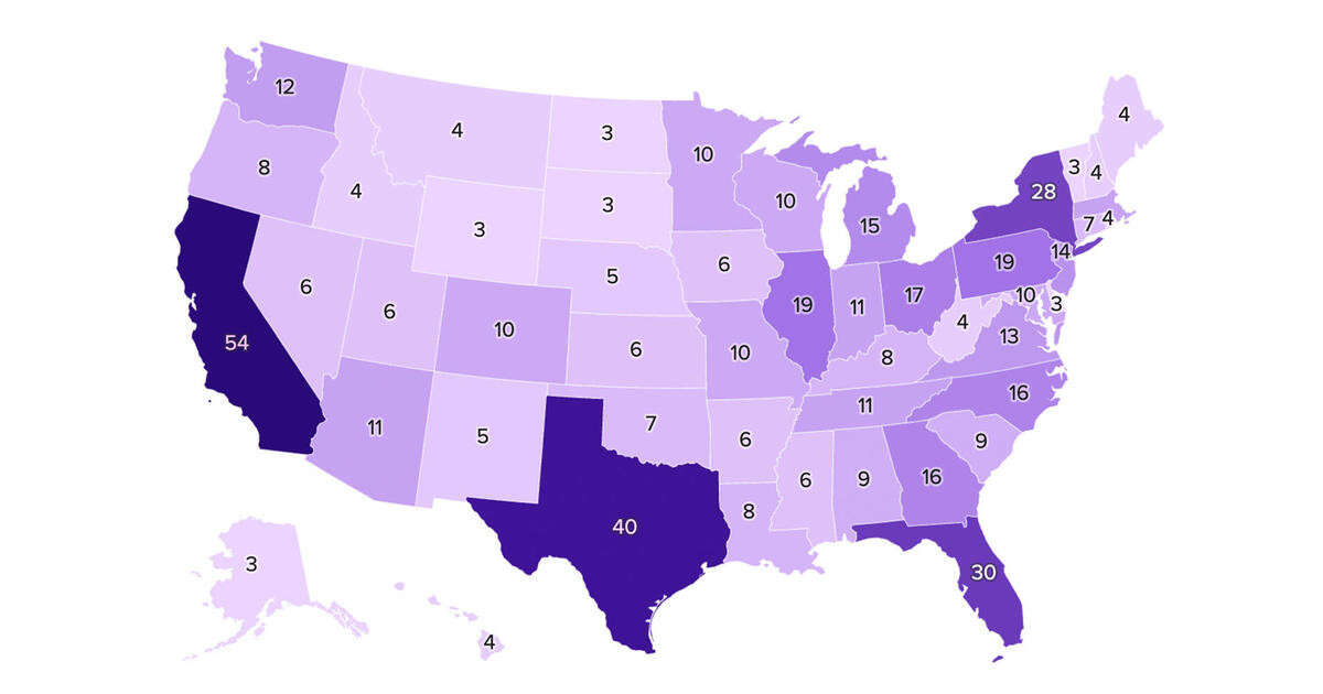 Map shows how many Electoral College votes your state has in 2024