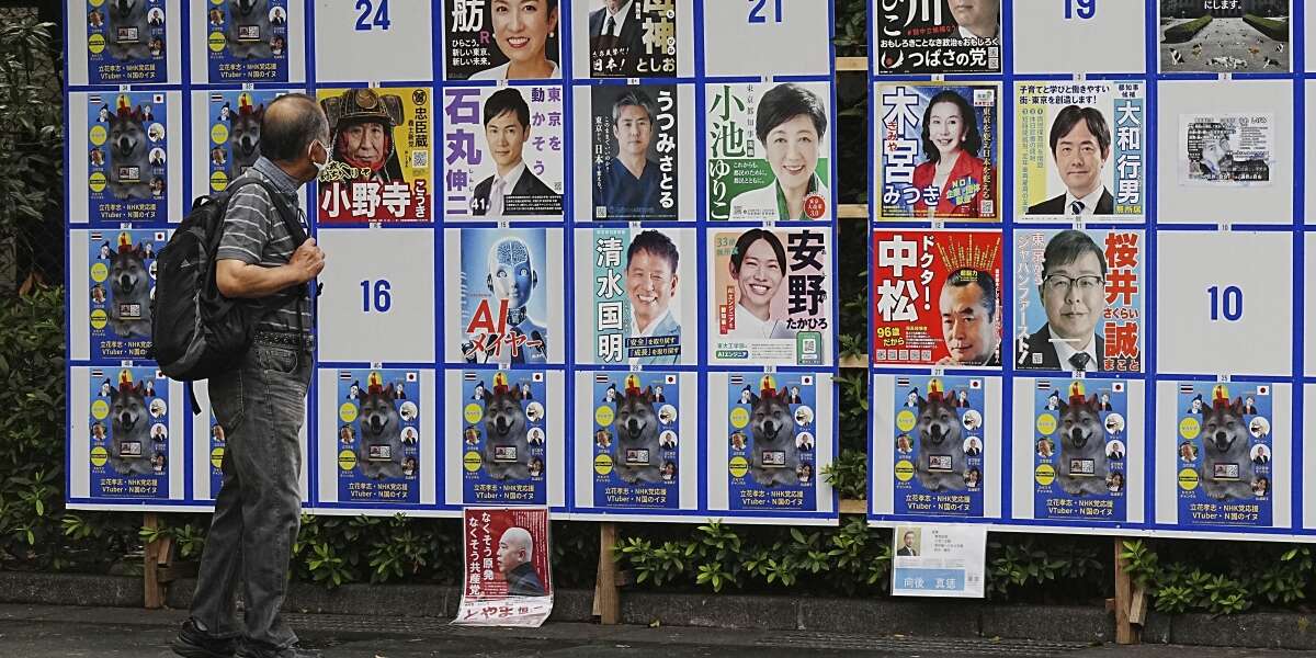 La campagna elettorale per il governatore di Tokyo è stata più bizzarra del solitoSi sono presentati più di 50 candidati, molti dei quali non l'hanno presa molto sul serio, travestendosi da Joker o spogliandosi in tv: un partito ha persino affittato a un sexy shop i propri spazi sui manifesti