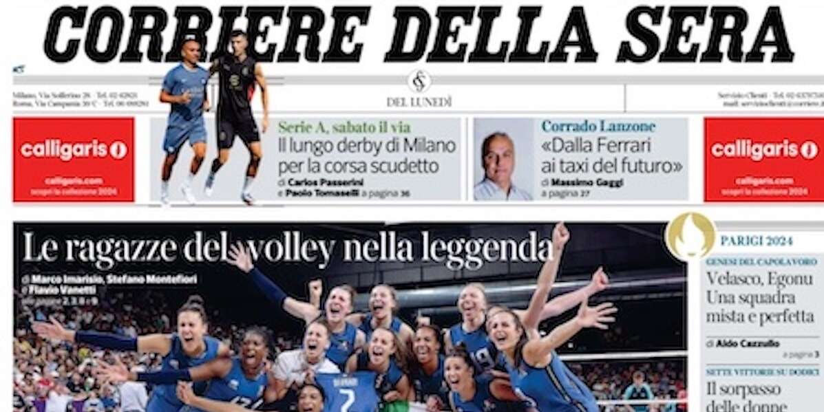 Le prime pagine di oggiLa vittoria della medaglia d'oro della nazionale femminile di pallavolo alle Olimpiadi, qualche bilancio sui Giochi e l’incursione ucraina in territorio russo