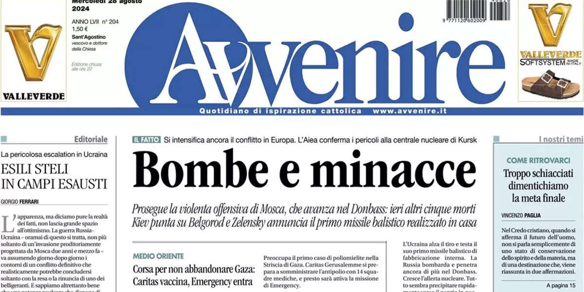 Le prime pagine di oggiLa guerra fra Russia e Ucraina, le ipotesi sulla manovra economica, l'ostaggio israeliano liberato a Gaza, e l'inizio delle Paralimpiadi