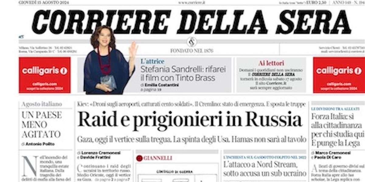 Le prime pagine di oggiIl successo degli attacchi ucraini in Russia, i negoziati per una tregua a Gaza e la discussione in Italia sullo ius soli