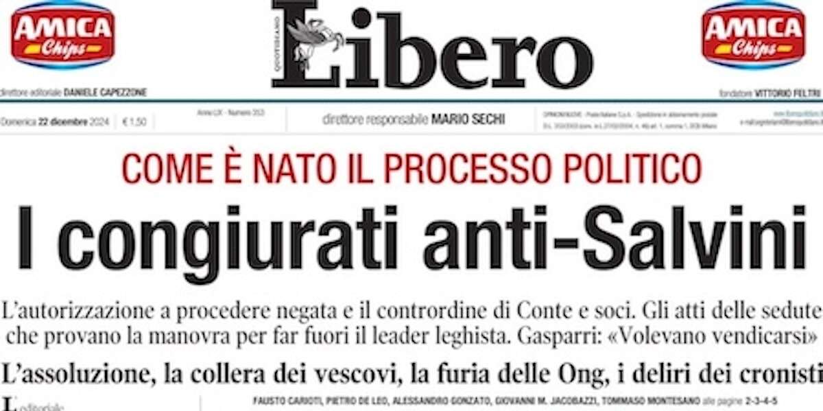 Le prime pagine di oggiIl dibattito sull'assoluzione di Matteo Salvini, l'attacco al mercatino di Natale di Magdeburgo e le principali novità della legge di bilancio