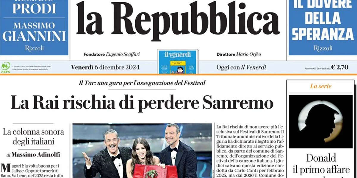 Le prime pagine di oggiIl discorso televisivo di Macron, la gara per il Festival di Sanremo, i dati Istat sulla crescita, e la morte di Pillitteri