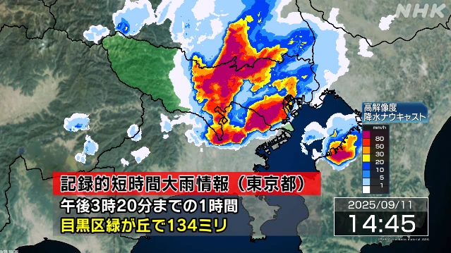 東京 目黒区緑が丘 大田区付近で猛烈な雨を観測 安全確保を