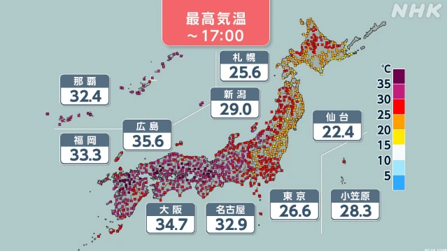 西日本中心に35度以上の猛暑日に あすも熱中症への対策を