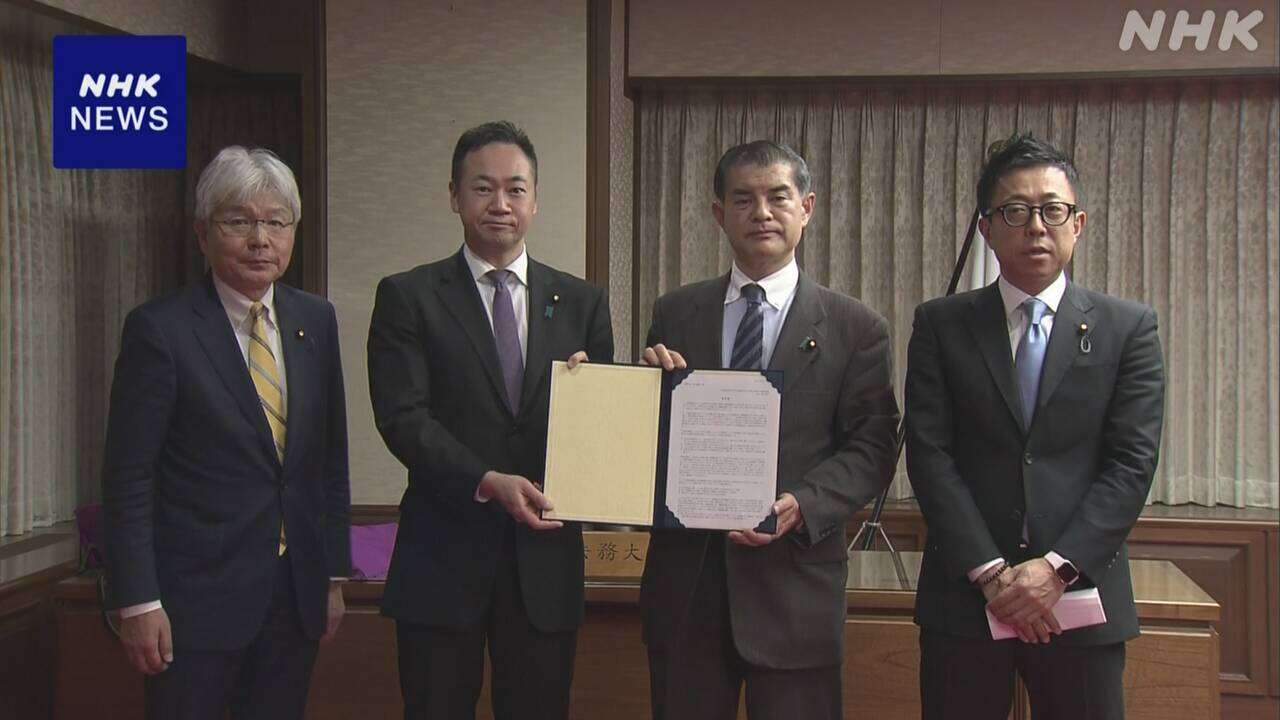 “再審法改正議論にえん罪被害者らを” 超党派議連 法相に要望