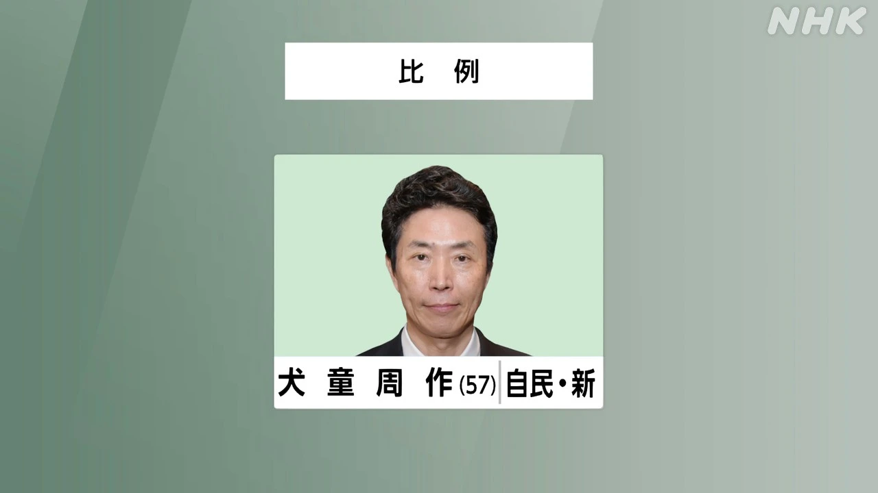 参議院選挙 比例代表 自民 犬童周作氏 当選確実