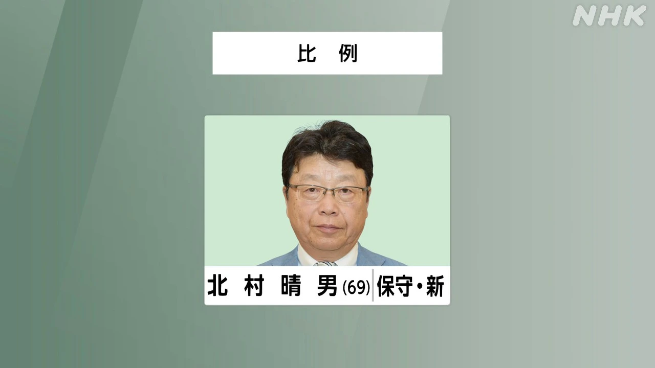 参議院選挙 比例代表 保守 北村晴男氏 当選確実