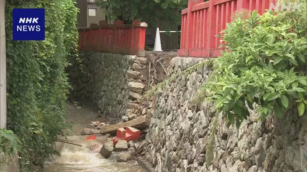 福岡 世界遺産構成資産の1つ宗像大社中津宮 大雨で欄干壊れる