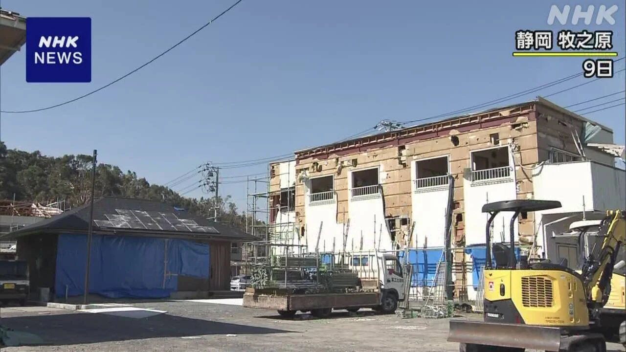 静岡 竜巻や台風の被害1800棟超 きょう被害地域では雨の見込み