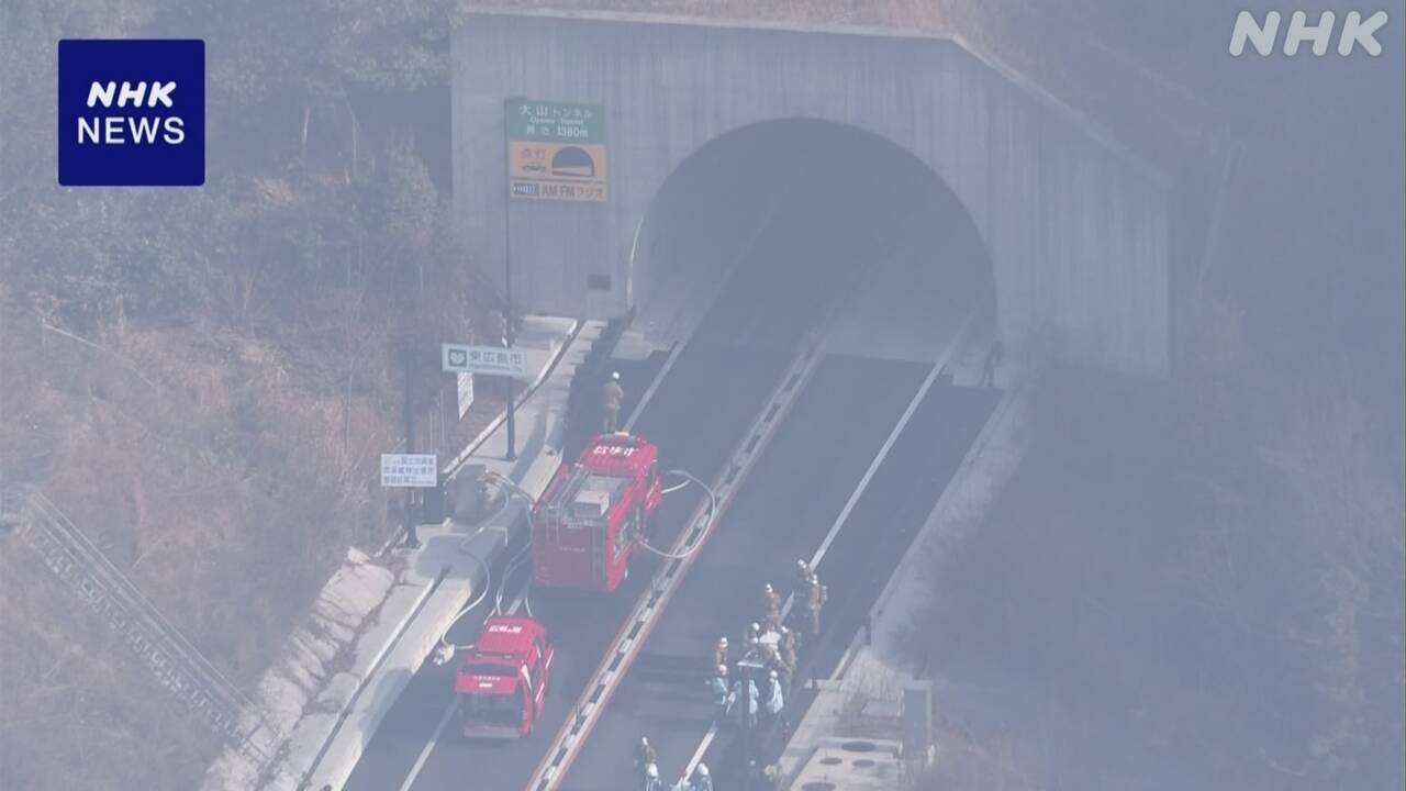 広島 東広島バイパス トンネル内で車両火災 20人が体調不良