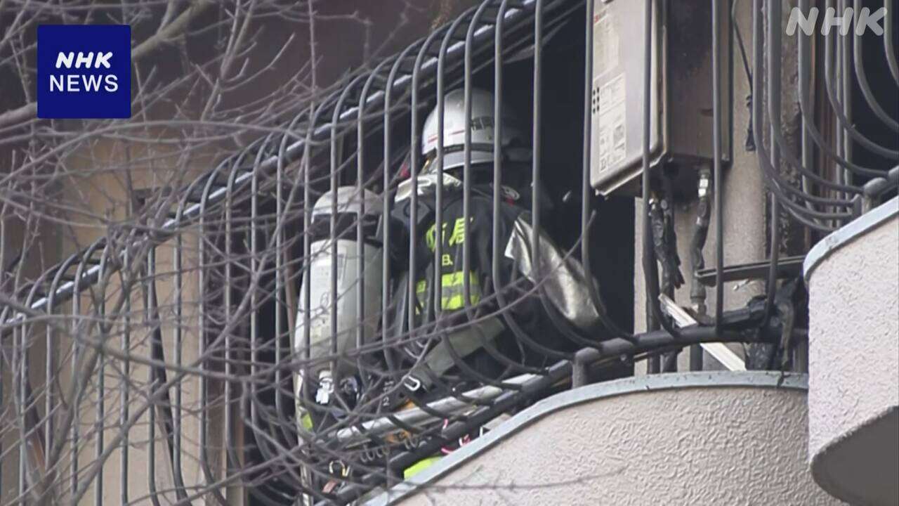 福岡 マンションの1室焼ける火事 2人死亡 身元確認進める