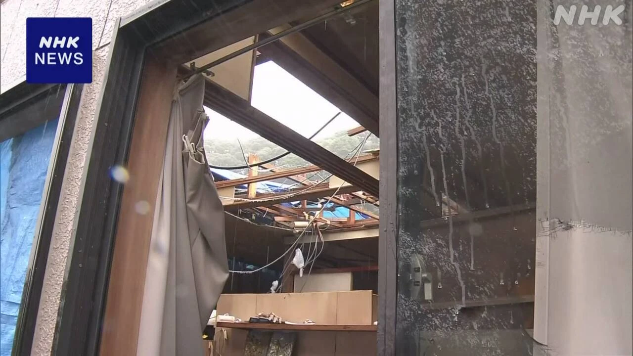 竜巻被害の静岡 牧之原 雨の中 片づけに追われる