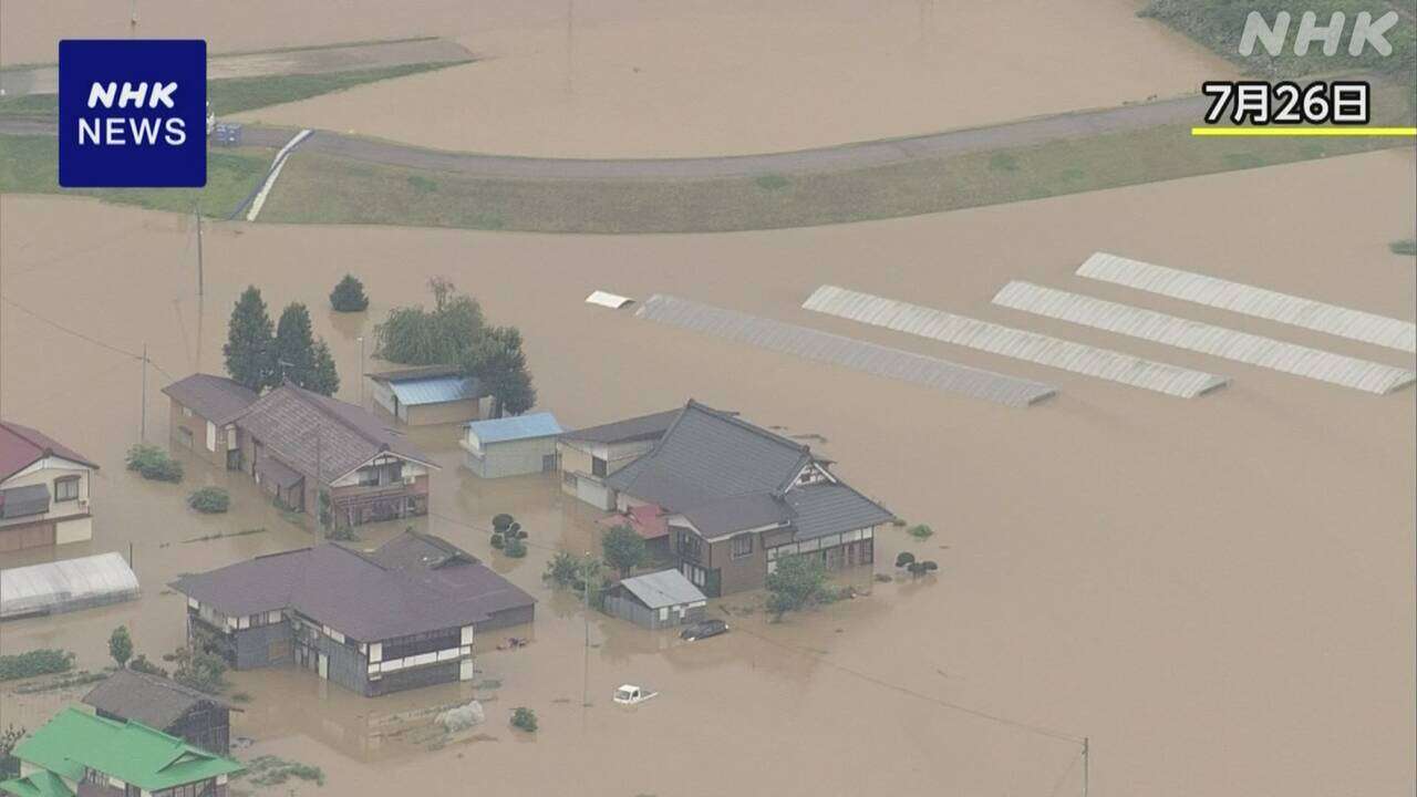 山形県 記録的大雨で浸水被害 17市町村の1400棟余（2日17:00）