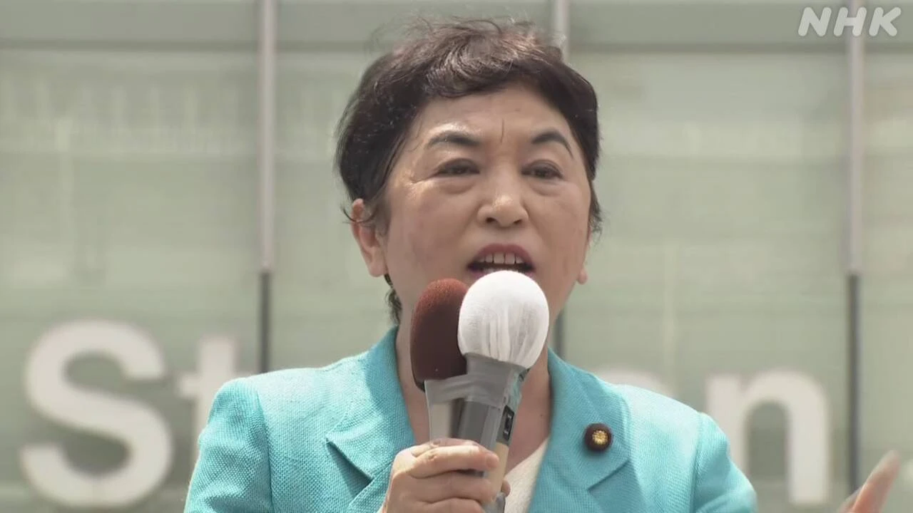 参院選公示 社民 福島氏  “消費税 食料品即時ゼロを”