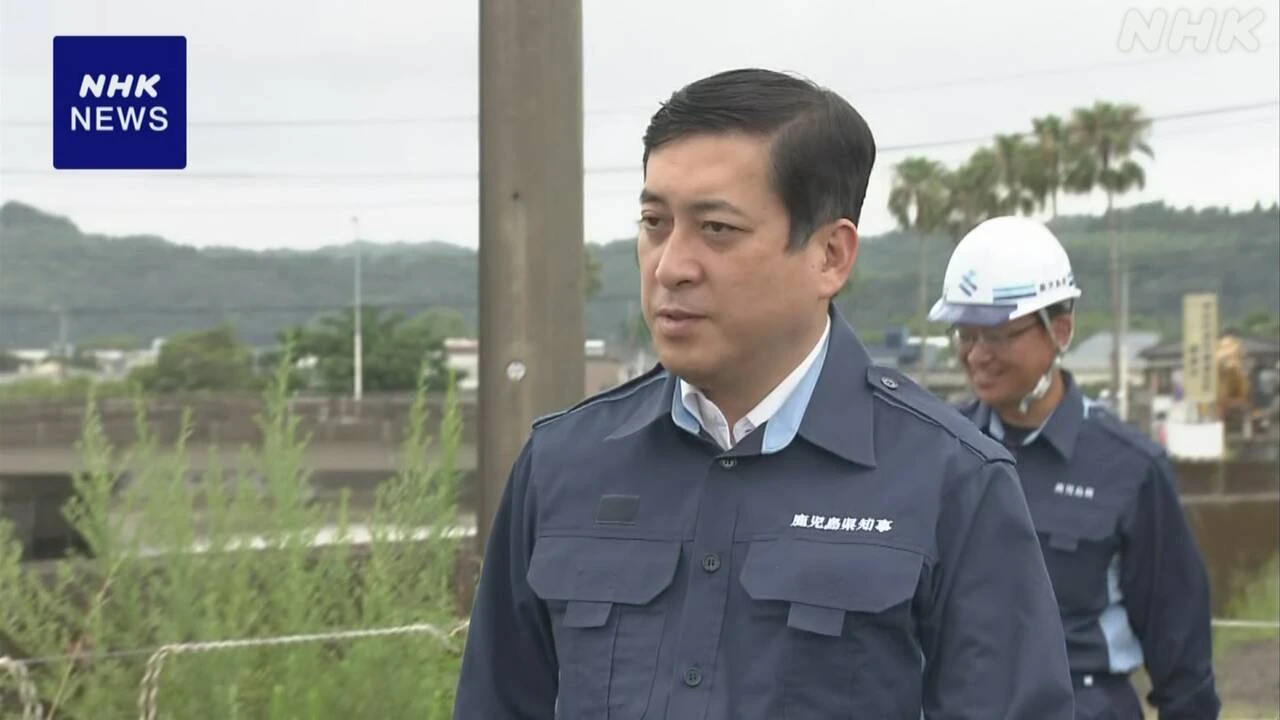 鹿児島 姶良 記録的大雨の被害現場を塩田知事が視察