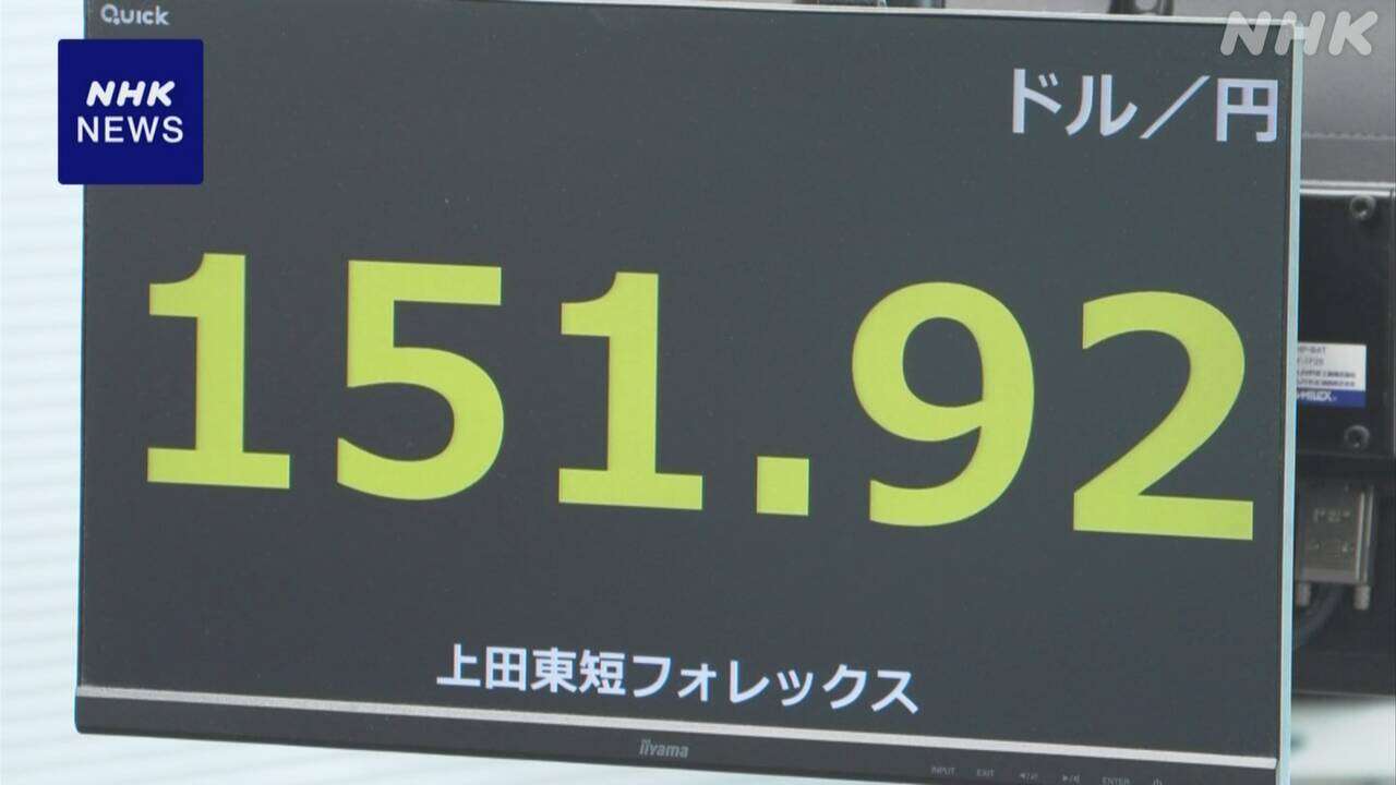 円相場 一時1ドル＝151円台まで値上がり 約2か月ぶりの水準