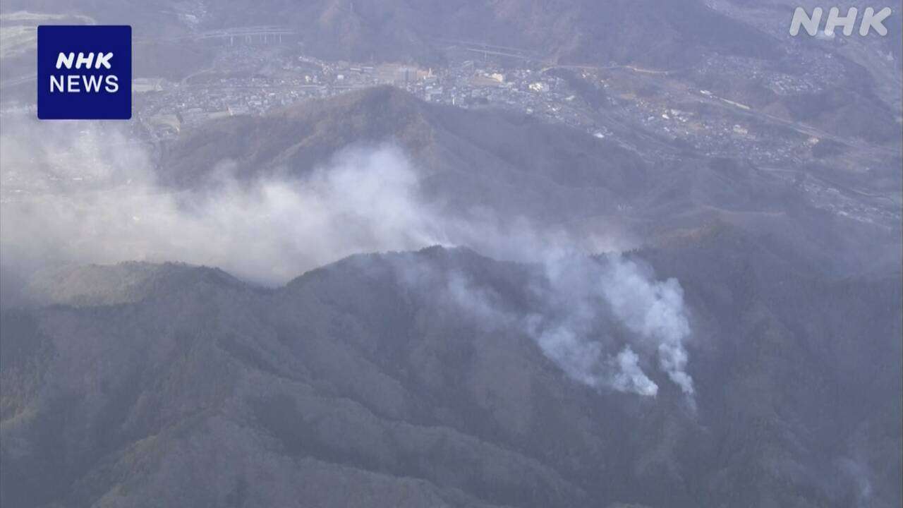 山梨 大月 山林火災の延焼続く ヘリコプターでの消火活動へ