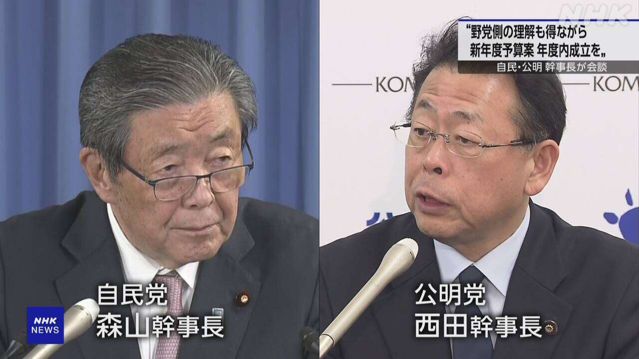 自民 公明 新年度予算案 年度内成立を図る方針で一致