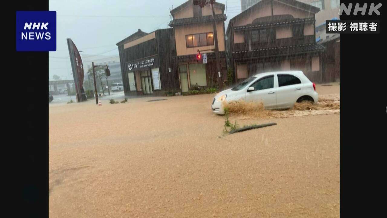 石川 輪島市で道路が冠水 Ｘ投稿画像で