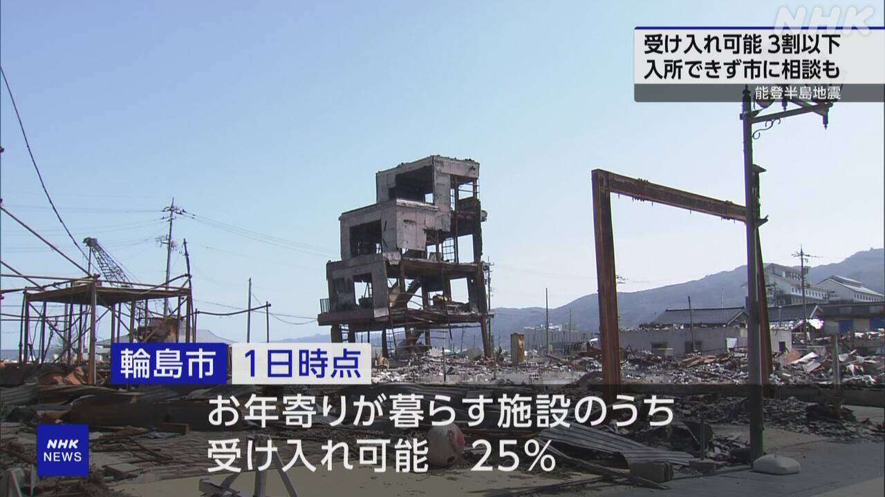 地震被害の輪島の高齢者施設 受け入れ可能は3割以下にとどまる