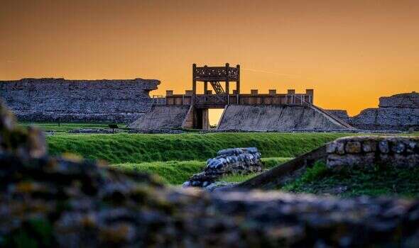 Roman rampart reconstructed on site of fort where Britain was first invaded by the empire