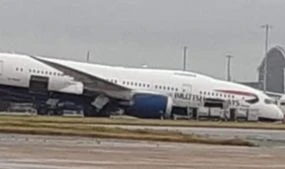 British Airways plane suffers 'nose collapse' at Heathrow - jet crumples to tarmac