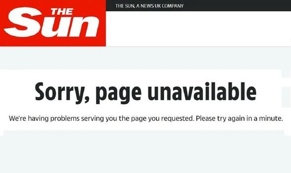 The Sun website down: Panicked readers unable to access online newspaper