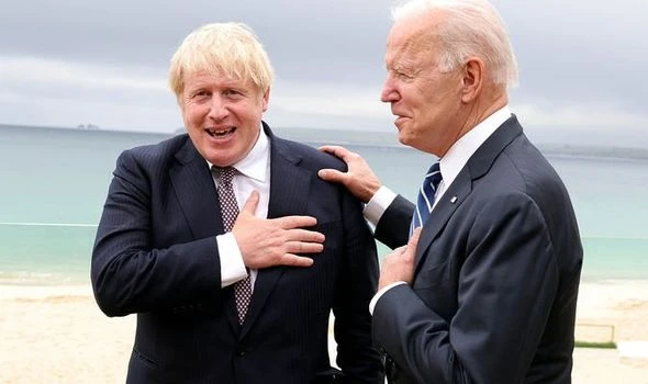 Hands off, Joe! Biden accused of breaking strict Covid social distancing at Boris meeting