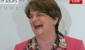 Moment Arlene Foster bursts into song at press conference 'I'll be on Masked Singer!'