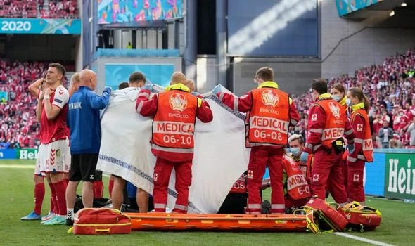 Christian Eriksen collapses during Denmark Euro 2020 clash with Finland