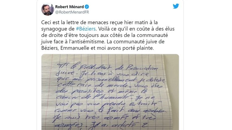 Hérault : la synagogue de Béziers menacée d'attentat, le maire d'assassinat