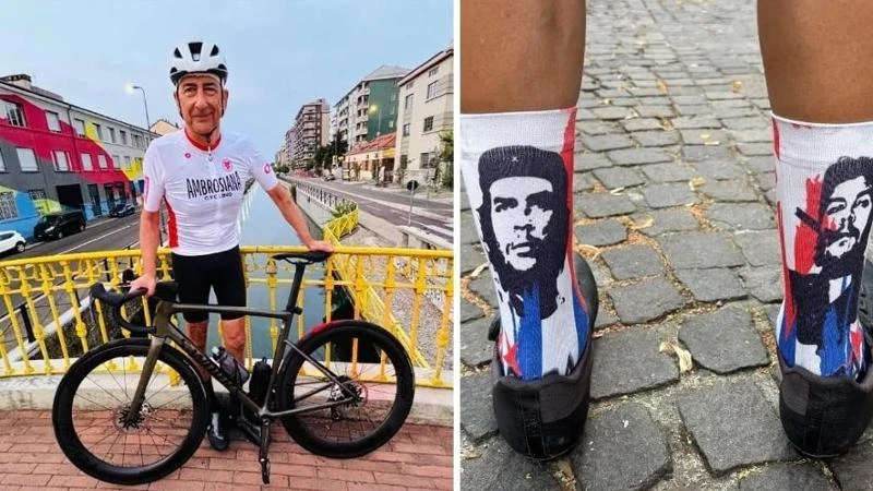 In bici per 210 chilometri da Milano a Zoagli: l’impresa del sindaco Sala coi calzini di Che Guevara