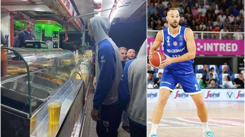 La cena post partita della squadra? Il cestista di Brescia Miro Bilan si mescola ai tifosi di Pistoia in coda dal paninaro: “Ne prendo 21 con la salsiccia”