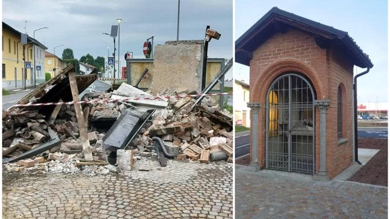 Esce di strada per un colpo di sonno e distrugge la cappella: in salvo il quadro della Madonna