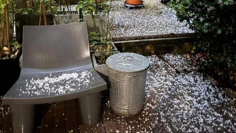 Violenta grandinata su Como, chicchi come acini imbiancano la città