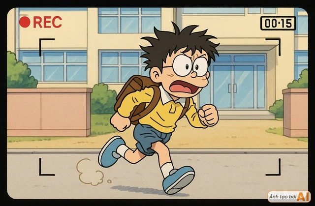 Đặt camera theo dõi ngày tựu trường của nhóm bạn Doraemon: Nobita suýt đi muộn, Shizuka vẫn chuẩn