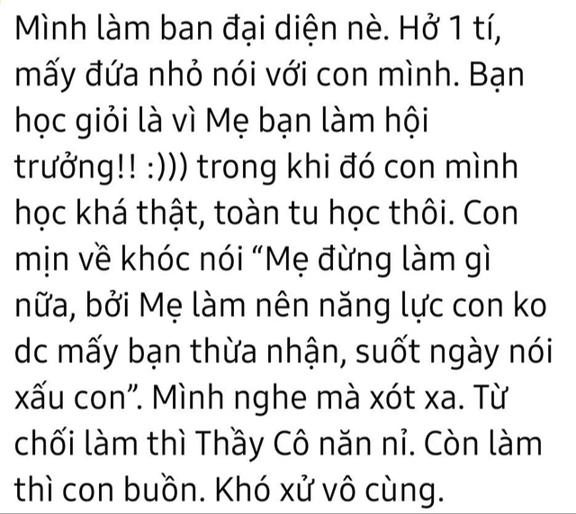 Con trai khóc xin mẹ đừng làm Ban đại diện phụ huynh nữa: Quyết định của người mẹ TP.HCM gây tranh cãi