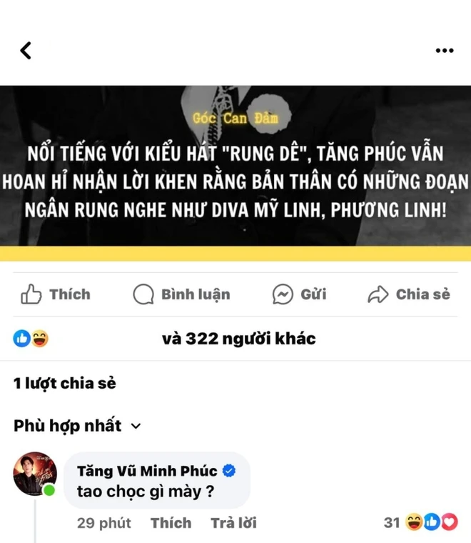 Nam ca sĩ thẳng thừng xưng 