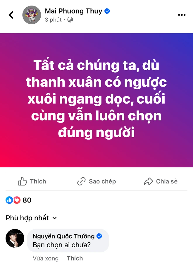 Mai Phương Thúy - Quốc Trường có chia sẻ xúc động sau khi dự lễ đính hôn của Midu và doanh nhân Minh Đạt