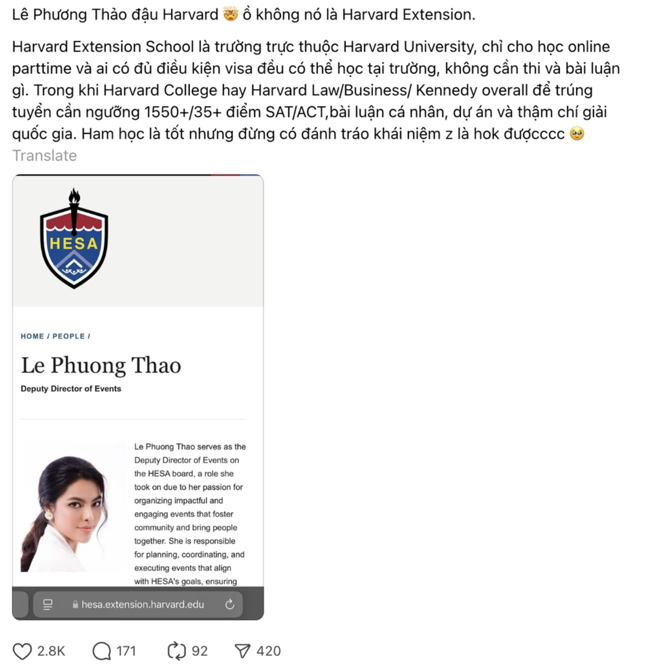 1 Á hậu Vbiz bị soi điểm kỳ lạ khi khoe chuyện đậu Đại học Harvard, đoạn clip 17 giây bùng tranh cãi dữ dội