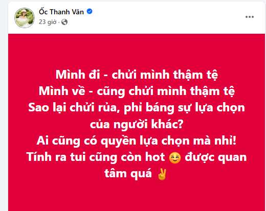 Ốc Thanh Vân bức xúc khi vừa về lại Việt Nam đã bị mắng chửi thậm tệ