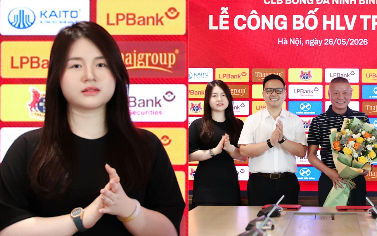 Nhan sắc ái nữ Bầu Thụy - Chủ tịch trẻ nhất V.League chiếm trọn “spotlight” trong ngày Ninh Bình bổ nhiệm HLV Chu Đình Nghiêm