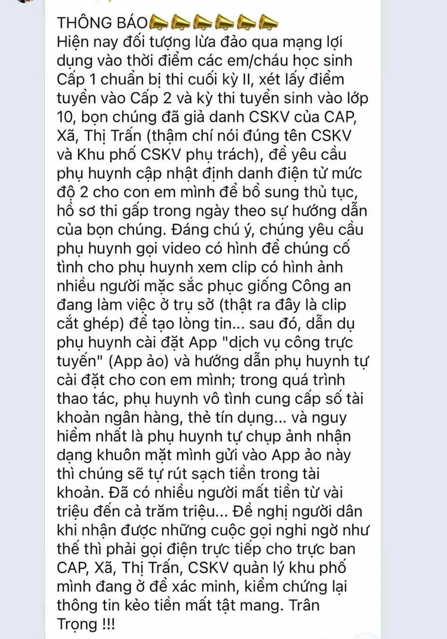 TP HCM: Nhiều trường học cảnh báo khẩn chiêu lừa đảo nhắm đến phụ huynh trong kỳ tuyển sinh đầu cấp