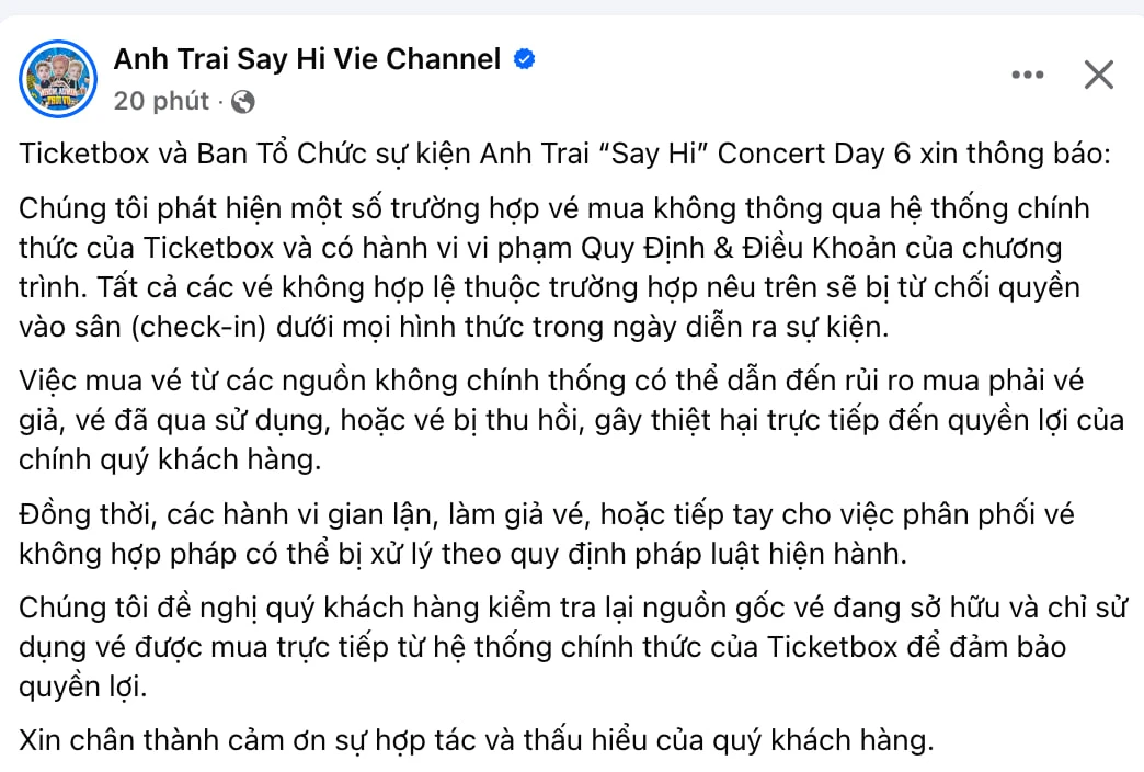 Thông báo khẩn từ Anh Trai Say Hi: Nhiều khán giả bị từ chối vào sân