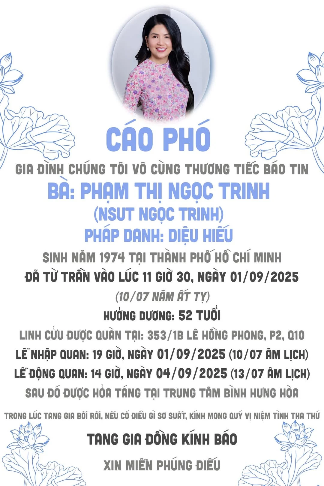 Thành Lộc - Quyền Linh - Xuân Lan và dàn sao Việt bàng hoàng trước tin diễn viên Ngọc Trinh qua đời